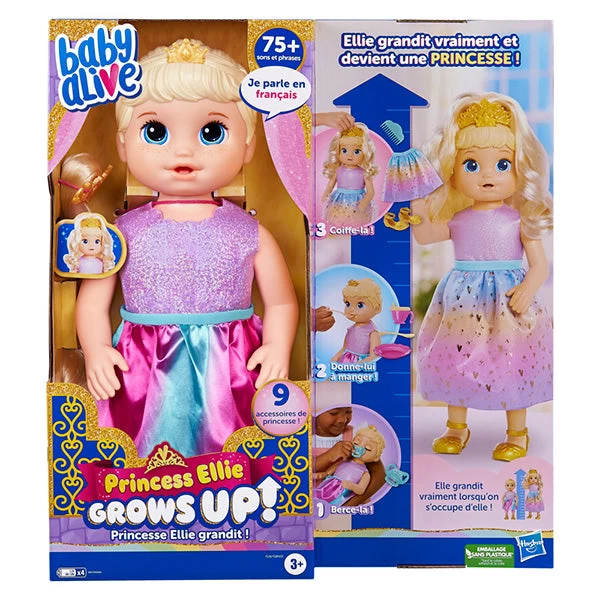 Hasbro BABY ALIVE Princess Ellie Grows Up!, 18-Inch Growing Talking Baby Doll With Blonde Hair 3 Hasbro BABY ALIVE Princess Ellie Grows Up!, 18-Inch Growing Talking Baby Doll With Blonde Hair