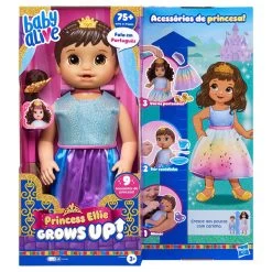 Hasbro BABY ALIVE Princess Ellie Grows Up!, 18-Inch Growing Talking Baby Doll With Brown Hair