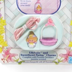 Hasbro Lilybelle MOC Vintage Charmkins Sweetheart Swing Necklace Sealed NOS -Hasbro Shop Lilybelle sweetheart swing charmkins vintage necklace set