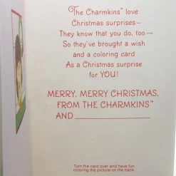 Hasbro Charmkins Merry Christmas Greeting Card With Coloring Page -Hasbro Shop Merry christmas card charmkins vintage 1980s